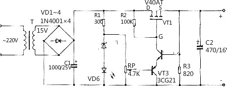 場(chǎng)效管直流穩壓電路圖