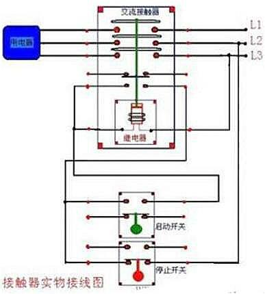 220V接觸器實(shí)物接線(xiàn)圖,接觸器