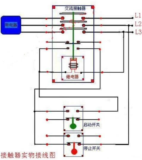 220V接觸器實(shí)物接線(xiàn)圖,接觸器