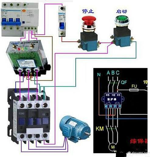 220V接觸器實(shí)物接線(xiàn)圖,接觸器