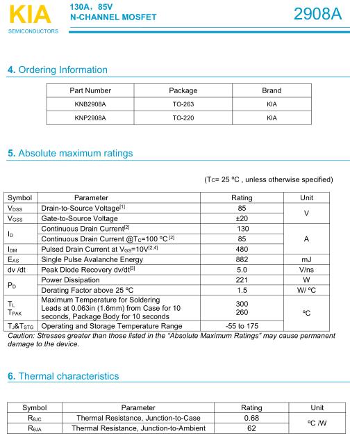 KNX2908A 85V130A