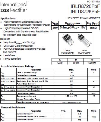 KIA100N03AD 90A/30V替代?IR8726 PDF資料 貨源穩定 -KIA MOS管