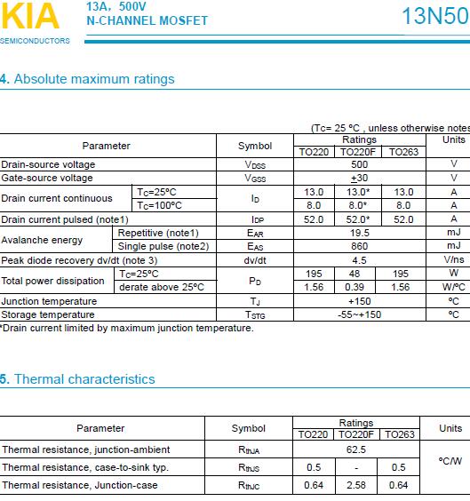 KIA13N50H 13A 150V