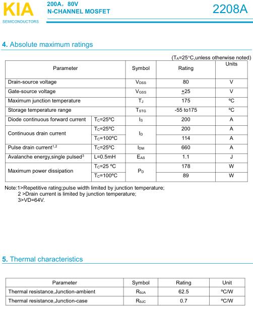 KNC2208A,KNC2208A參數,KNC2208A規格書(shū),200A/80V