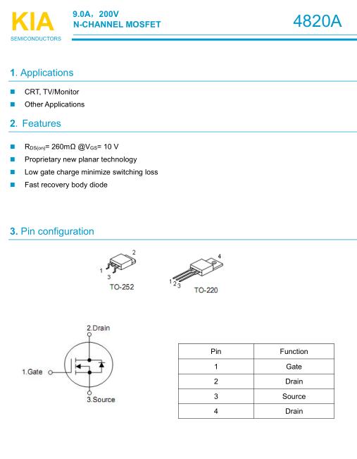 MOS管KNX4820 200V9A規(guī)格書