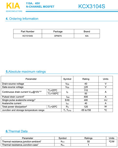 KCY3104S 40V110A參數(shù)資料
