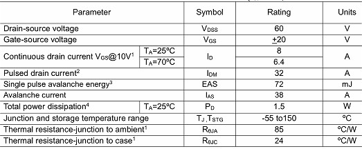 MOS管 KIA4706A 8A/60V中文資料及參數(shù)-原廠直銷(xiāo) 免費(fèi)送樣-KIA MOS管