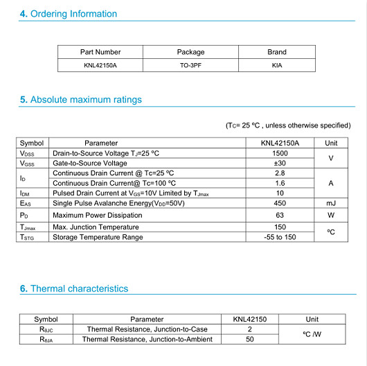 3A MOS管，KNX42150A資料