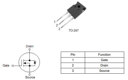 900V 12A場(chǎng)效應管6390A 引腳圖TO-247 參數手冊-KIA MOS管