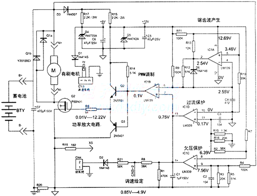 電動車控制器,有刷電機(jī)控制器電路圖分享-KIA MOS管