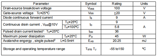 9A 100V場(chǎng)效應(yīng)管,KNX4810A參數(shù)